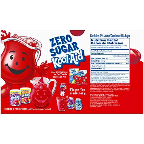 Kool-Aid Zero Sugar Jammers Cherry Flavored Juice Drink 10 Pouc