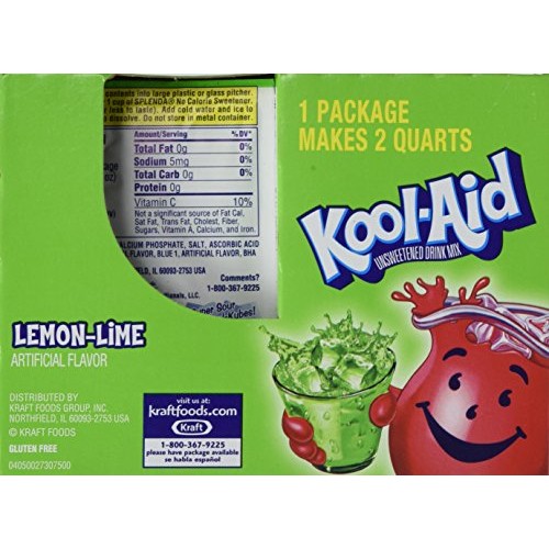 Kool-Aid Lemon Lime Unsweetened Soft Drink Mix, 0.13 Oz Bonus P