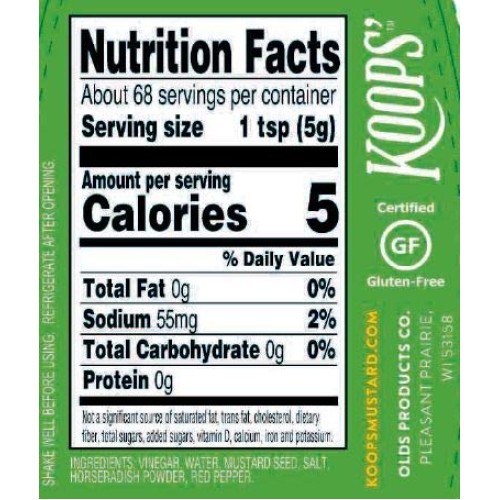 Koops Horseradish Mustard, 12 oz. Bottle, 6-Pack