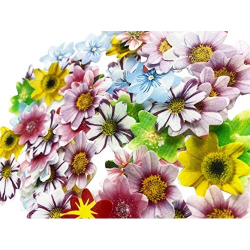Set Of 48 Edible Mini Flower Cupcake Toppers Wedding Cake Birthd