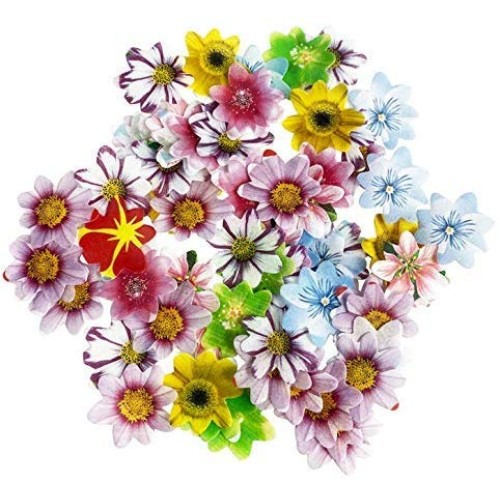 Set Of 48 Edible Mini Flower Cupcake Toppers Wedding Cake Birthd