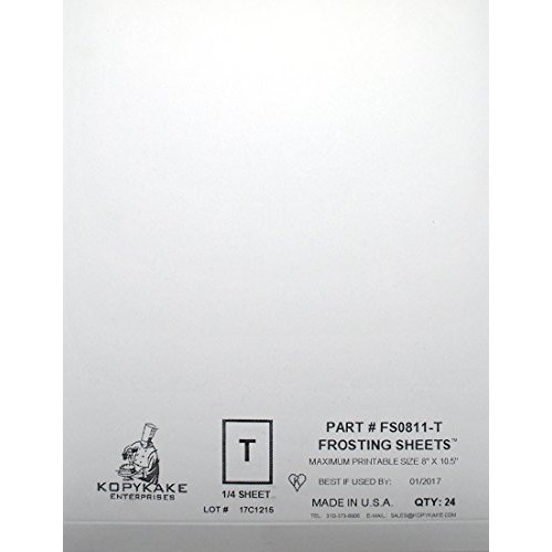 Kopykake Fs0811-T Quarter Frosting Sheets 24 Sheets Per Pack/ 8