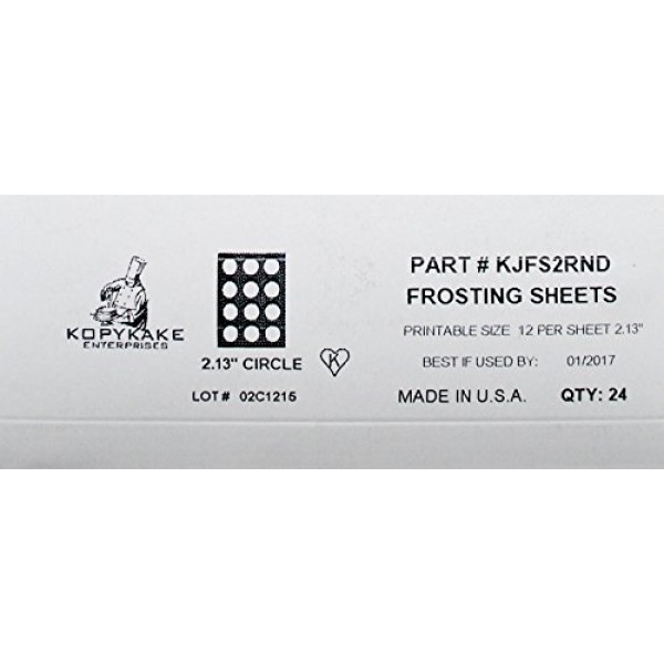 Kopykake KJFS2RND 2 Circle Frosting Sheets 24 sheets per pack/...