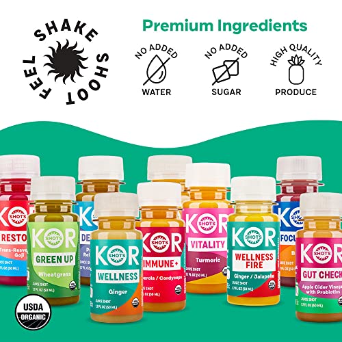 KOR Shots Ginger Shot - 12 Pack x 1.7 Fl Oz - Wellness Shot - Fr...