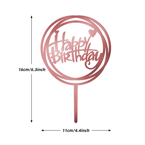 Kortes 12 Pack Rose Gold Birthday Cake Topper Set, 6 Pattens Acr