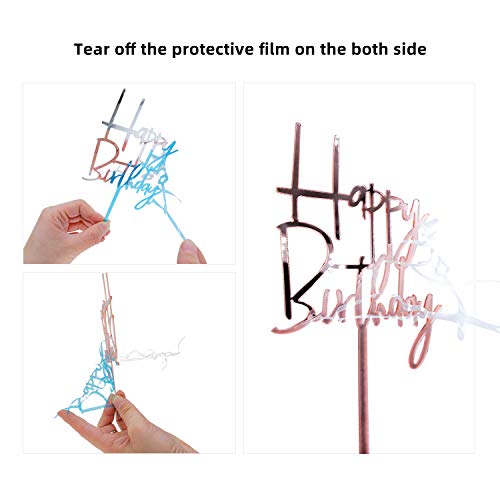 Kortes 12 Pack Rose Gold Birthday Cake Topper Set, 6 Pattens Acr