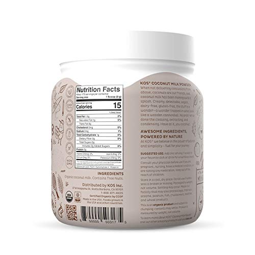 KOS Organic Coconut Milk Powder, USDA Certified - Sugar Free & P...