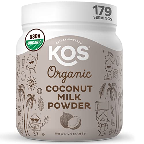 KOS Organic Coconut Milk Powder, USDA Certified - Sugar Free & P...