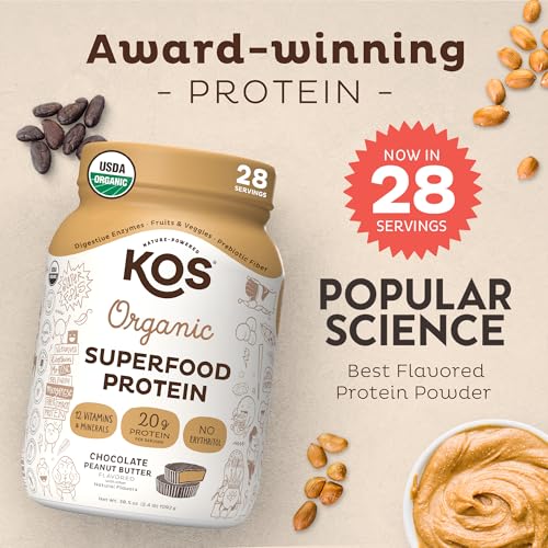 KOS Organic Plant Based Protein Powder, Chocolate Peanut Butter ...
