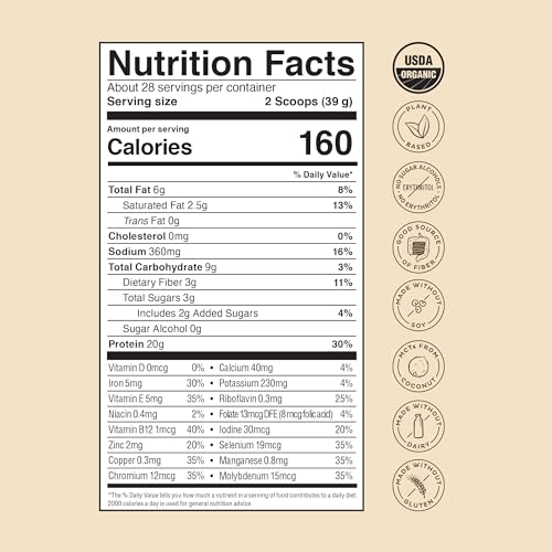 KOS Organic Plant Based Protein Powder, Chocolate Peanut Butter ...