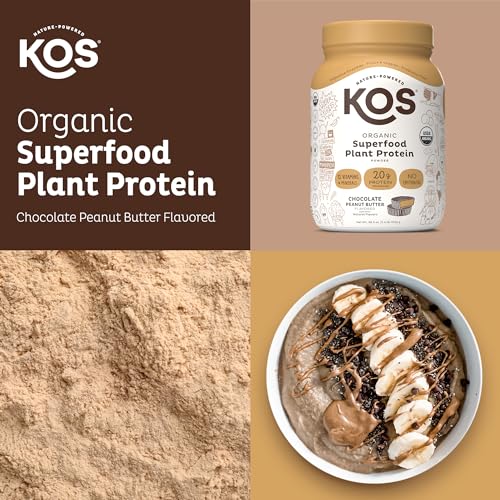KOS Organic Plant Based Protein Powder, Chocolate Peanut Butter ...