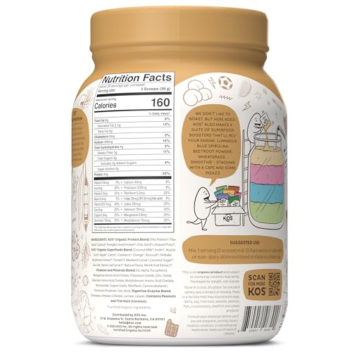 KOS Organic Plant Based Protein Powder, Chocolate Peanut Butter ...
