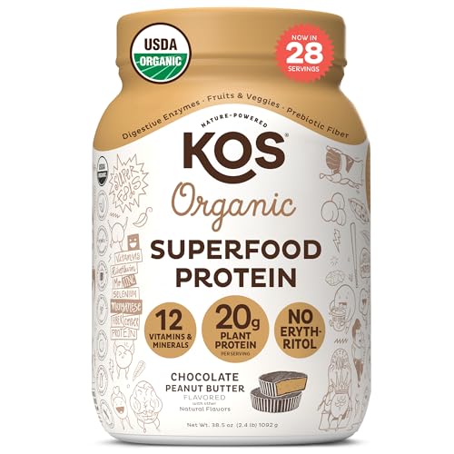 KOS Organic Plant Based Protein Powder, Chocolate Peanut Butter ...