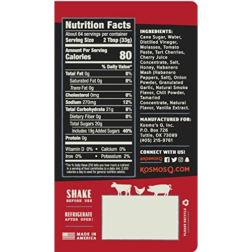 Kosmos Q Cherry Habanero Bbq Sauce | Sweet &Amp; Spicy Flavor | Best