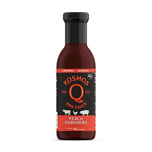 Kosmos Q Peach Habanero Bbq Sauce, Sweet And Spicy Flavor, 15.5 Oz