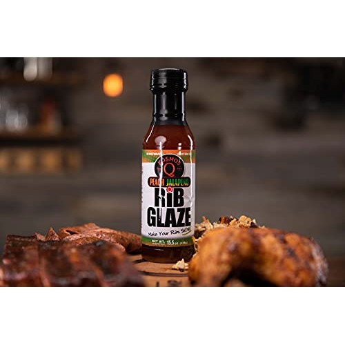 Kosmos Q Peach Jalapeno Rib Glaze, 16 Oz