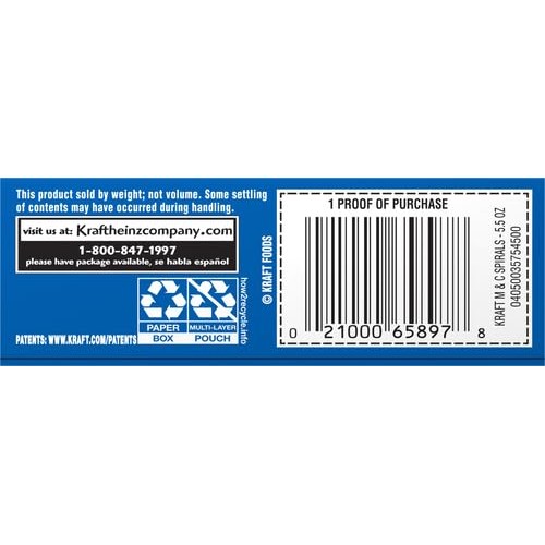 Kraft Spirals Macaroni and Cheese Dinner, 5.5 oz Box Kraft Spirals Macaroni and Cheese Dinner, 5.5 oz Box