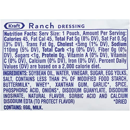 Kraft Ranch Single Serve Salad Dressing 0.44 Oz Packets, Pack O
