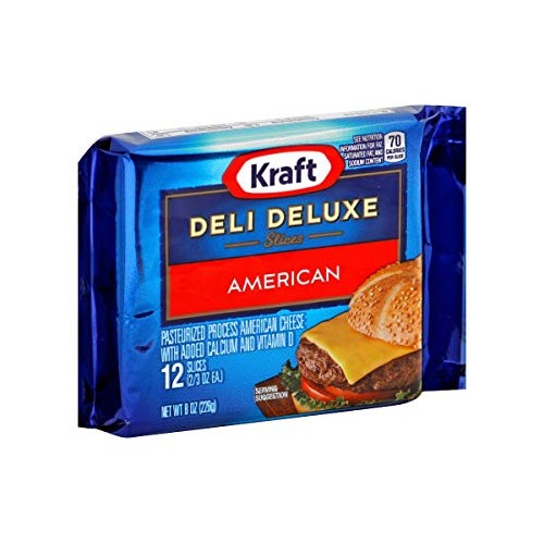 Kraft Deli Deluxe American Sliced Cheese, 8 Ounce -- 12 Per Case.