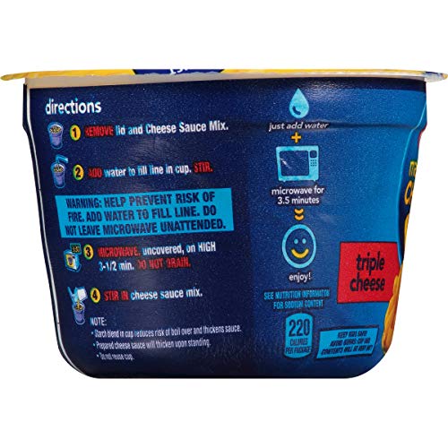 Kraft Easy Mac Triple Cheese Microwavable Cup 2.05 Oz Cups, Pac