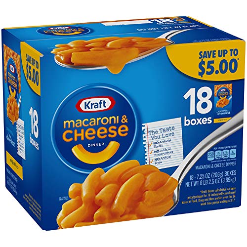 Kraft Macaroni &Amp; Cheese, Original Flavor, 7.25 Oz, 18 Boxes