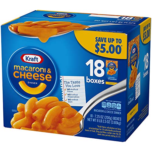 Kraft Macaroni &Amp; Cheese, Original Flavor, 7.25 Oz, 18 Boxes