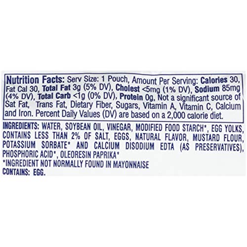 Kraft Mayo Light Mayonnaise Single Serve Packet 0.44 Oz Packets