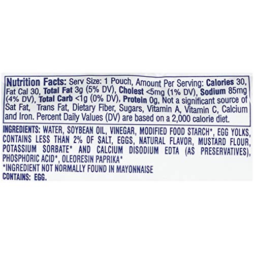 Kraft Mayo Light Mayonnaise Single Serve Packet 0.44 Oz Packets