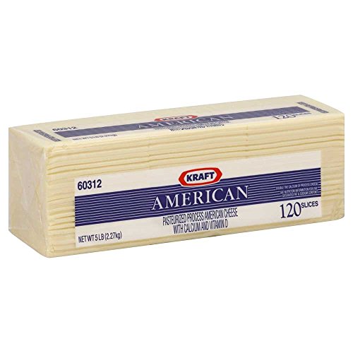Kraft Regular American Sliced White Cheese, 5 Pound -- 4 Per Case.