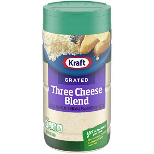 Kraft Grated Three Cheese Blend Shaker 8 oz Bottle