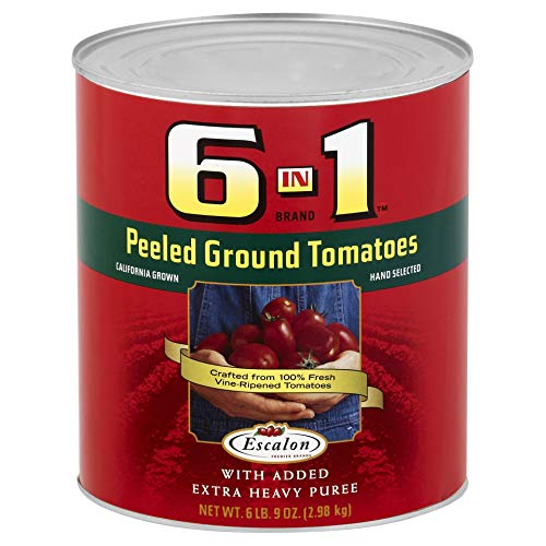 6 In 1 Peeled Ground Extra Heavy Tomato Puree 6.9 Lbs Cans, Pac