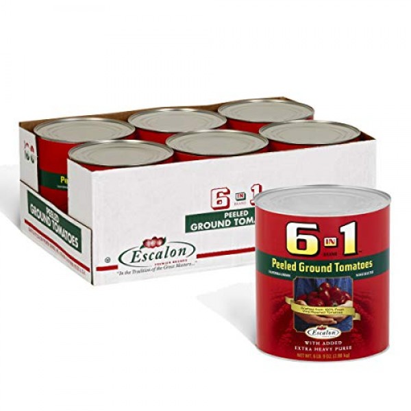 6 IN 1 Peeled Ground Extra Heavy Tomato Puree 6.9 lbs Cans, Pac...