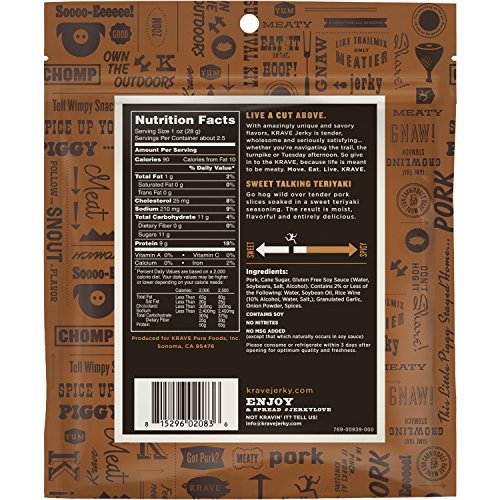 Krave Jerky Pork, Grilled Sweet Teriyaki, 2.7 Ounce 170487