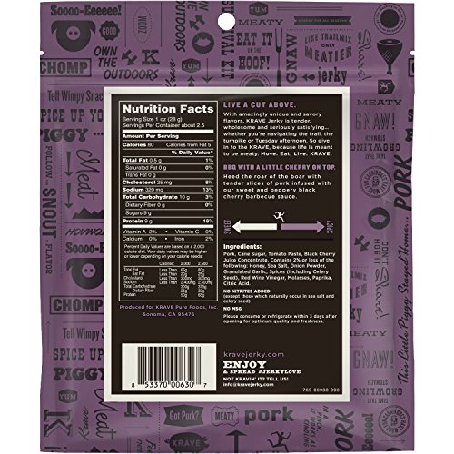 Krave Pork Jerky, 2.7Oz, Black Cherry Bbq