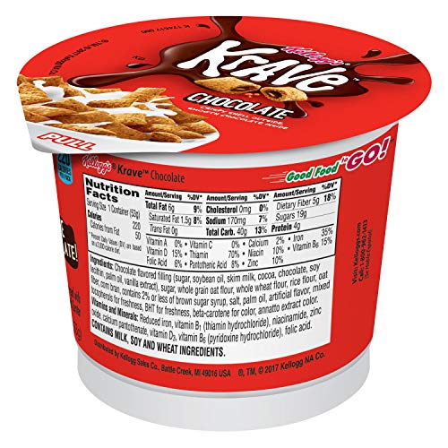 Kellogg’S Krave Breakfast Cereal In A Cup, Chocolate, Good Sourc