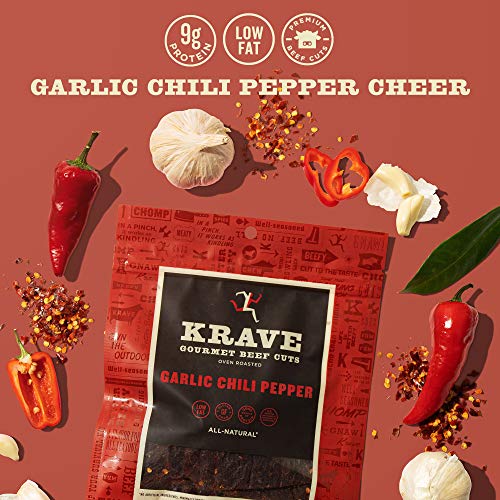 Krave Garlic Chili Pepper Beef Jerky 4 Pack | Premium Chef Craft