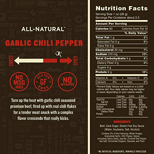 Krave Garlic Chili Pepper Beef Jerky 4 Pack | Premium Chef Craft