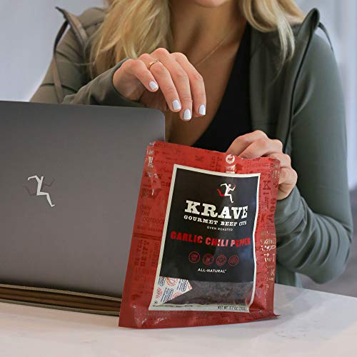 Krave Garlic Chili Pepper Beef Jerky 4 Pack | Premium Chef Craft