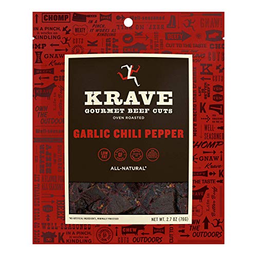 Krave Garlic Chili Pepper Beef Jerky 4 Pack | Premium Chef Craft