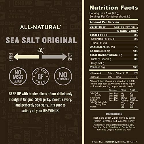 Krave Sea Salt Original Beef Jerky 4 Pack | Premium Chef Crafted