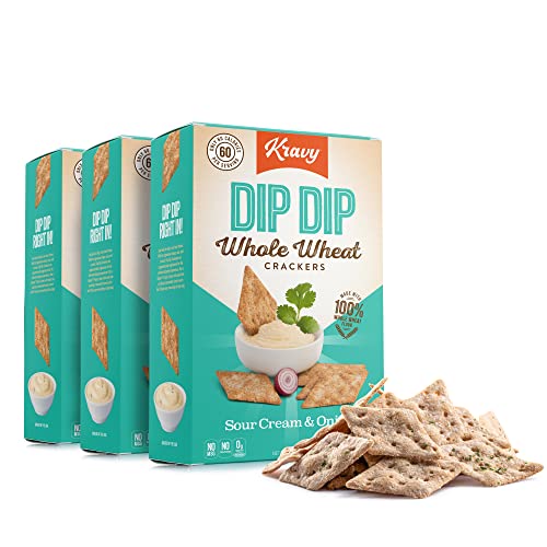 Kravy Dip Dip Crackers, Whole Wheat Sour Cream and Onion, 3 Pack...