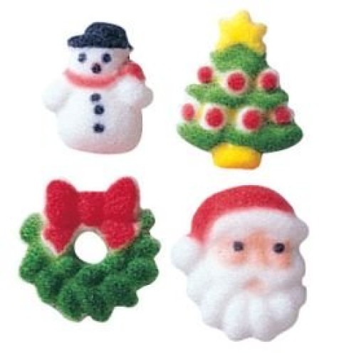 Edible Sugar Christmas Charm Dec Ons, Set Of 24