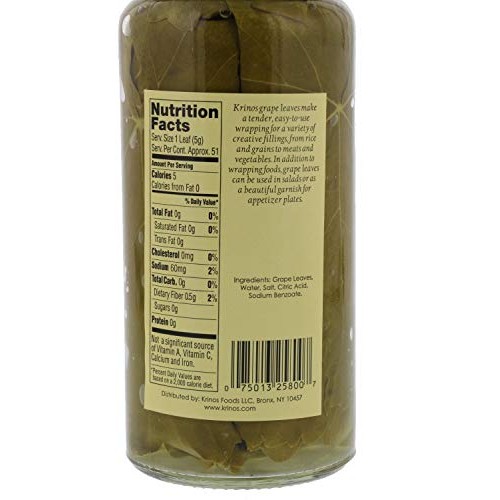 Krinos Gourmet Grape Leaves In Vinegar Brine, 16 Ounces, 454 Grams