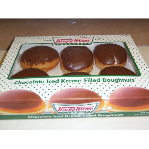 Krispy Kreme 6 Count Chocolate Iced Creme Filled Doughnuts Pack