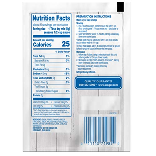 Kroger Thick &Amp; Zesty Spaghetti Saucemix Seasoning 1.37 Oz. Pack