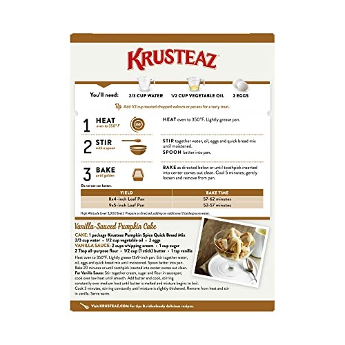 Krusteaz Baking Mix, Pumpkin Spice Quick Bread Mix, Made With Re Krusteaz Baking Mix, Pumpkin Spice Quick Bread Mix, Made With Re