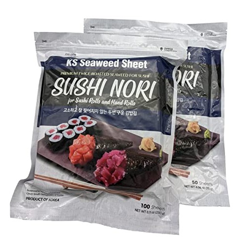 Twice Roasted Seaweed Sheets 7.50 in x 8.25 in 50 Sheets