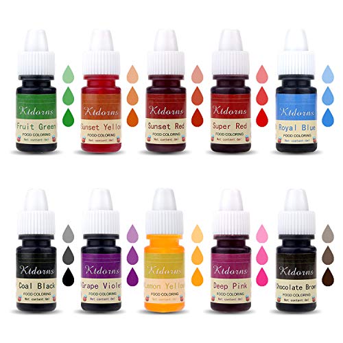 Food Coloring 10 Color Variety Kit In .25 Fl. Oz. 6Ml Bottles