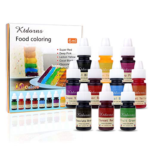 Food Coloring 10 Color Variety Kit In .25 Fl. Oz. 6Ml Bottles