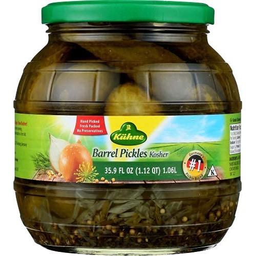 Kuhne Kosher Barrel Pickles, 35.9 Fl Oz, From Germany With With